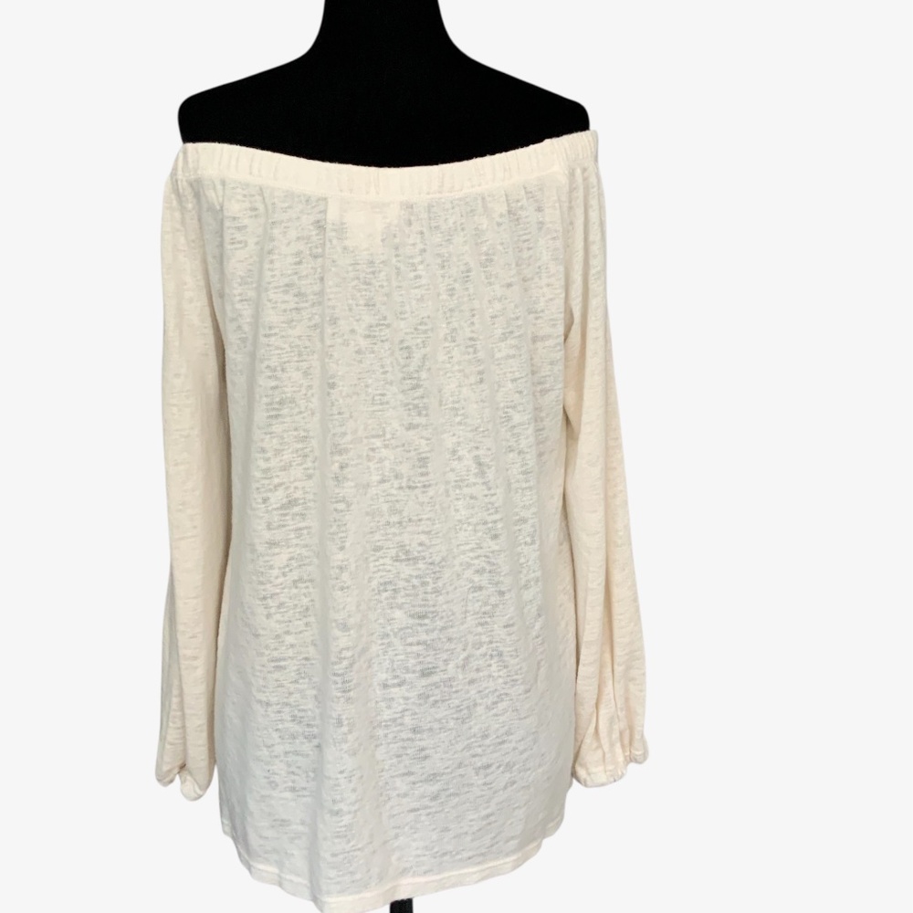 Velvet by Graham & Spencer Ivory Jersey Off Shoulder Top SZ S - Picture 4 of 11
